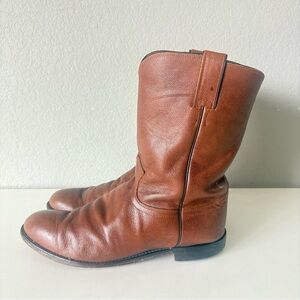 Justin Boots Brown Leather Roper Western Cowboy Mid Calf Boots Men’s Size 11 EE